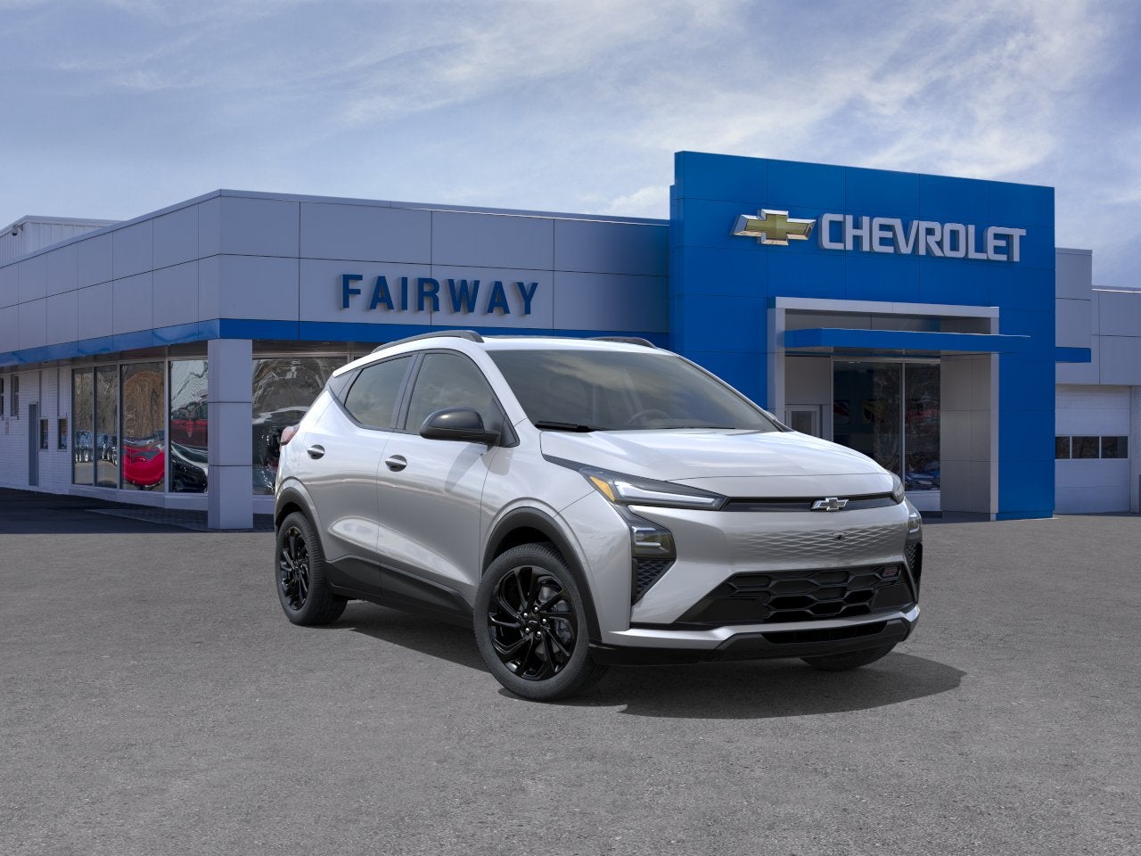 2027 Chevrolet Bolt RS in Sterling Grey Metallic — front three-quarter view