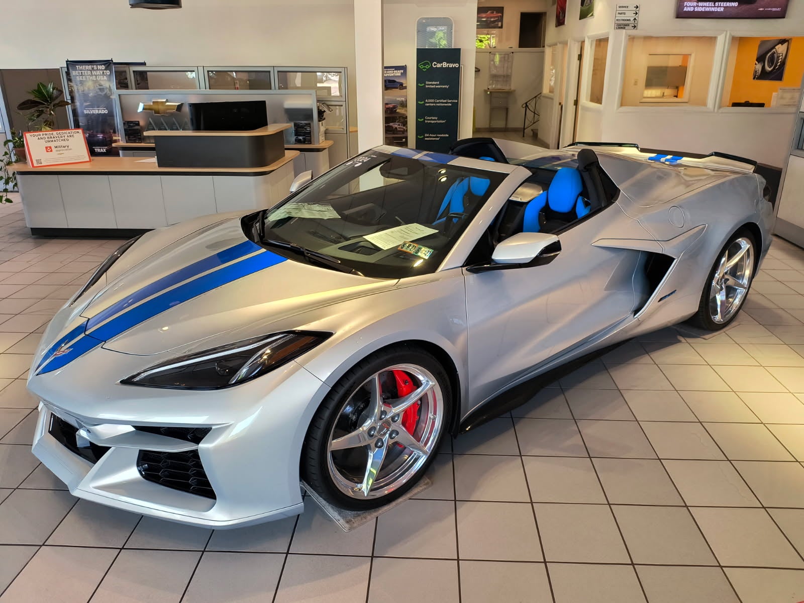 2024 Chevrolet Corvette E-Ray 3LZ in Silver Flare Metallic — front three-quarter view