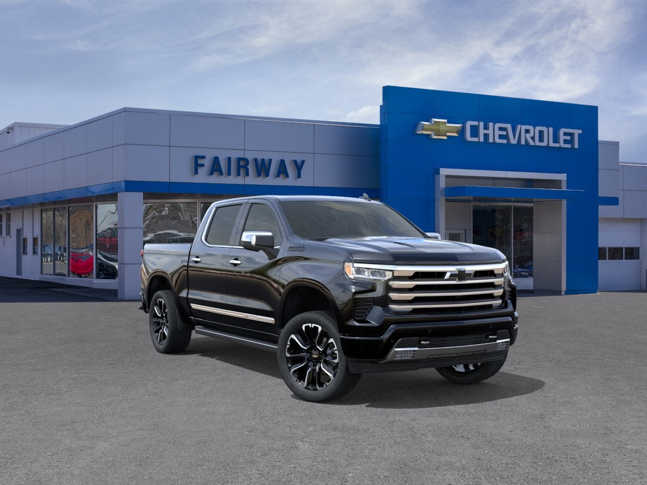 2026 Chevrolet Silverado 1500 High Country in Black — front three-quarter view