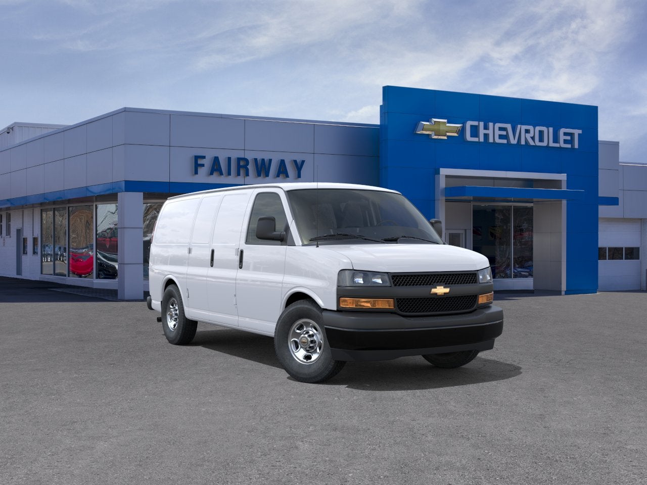 2026 Chevrolet Express Cargo WT in Summit White — front three-quarter view