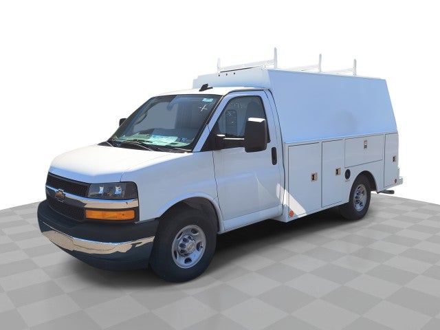 2024 Chevrolet Express Cutaway 3500 1WT in Summit White — front three-quarter view
