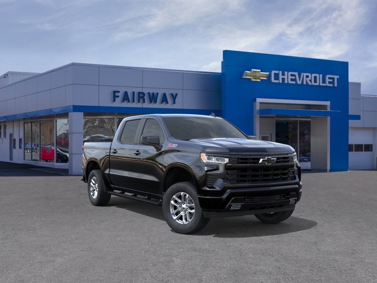 2026 Chevrolet Silverado 1500 RST in Black — front three-quarter view